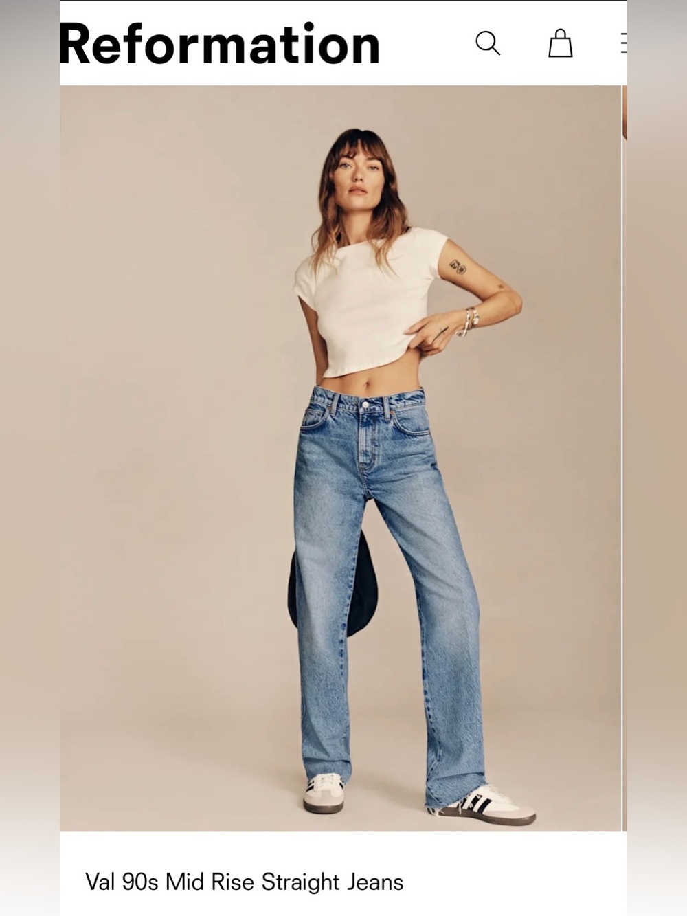 Reformation Val 90s Mid Rise Straight Jeans in Colorado Wash